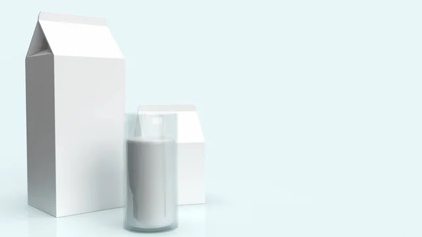 Lait Verre Boîte Lait Pour Rendu Contenu Alimentaire — Photo