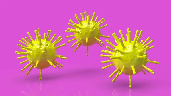 Yellow Virus Pink Background Outbreak Content Rendering — Stock Photo, Image