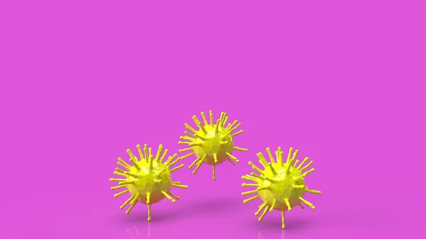 Virus Amarillo Sobre Fondo Rosa Para Contenido Del Brote Renderizado —  Fotos de Stock