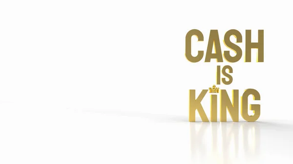 Złoto Słowo Cash Jest Królem Białym Tle Dla Treści Biznesowych — Zdjęcie stockowe