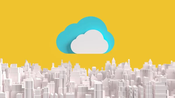 Σύννεφο Στην Πόλη Για Περιεχόμενο Του Δικτύου Τεχνολογίας Απόδοση — Φωτογραφία Αρχείου