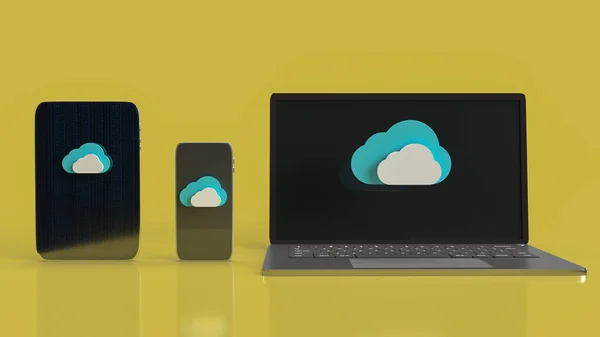 Felhő Okostelefon Vagy Intelligens Eszköz Technológiai Hálózati Tartalom Renderin — Stock Fotó