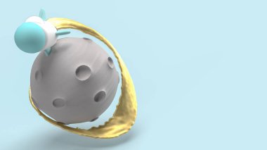 içeriği başlatmak için Ay 'daki roket içeriği 3D görüntüleme.