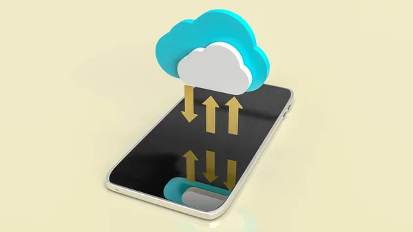 Felhő Arany Nyilak Mobil Kommunikációs Technológiai Tartalom Renderelés — Stock Fotó