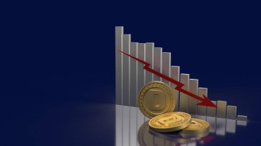 altın dogecoin ve grafik oku şifreleme içeriği 3d renderin