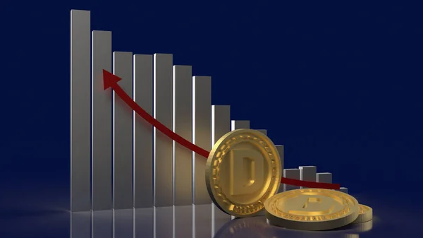 Arany Dogekoin Chart Nyíl Fel Cryptocurrency Tartalom Renderin — Stock Fotó