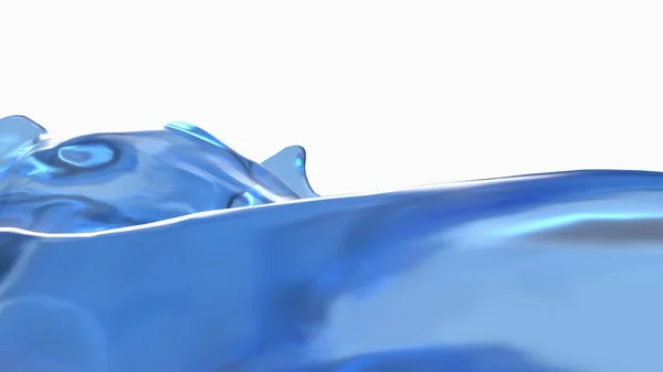 白い背景に青い水の波3Dレンダリング — ストック写真