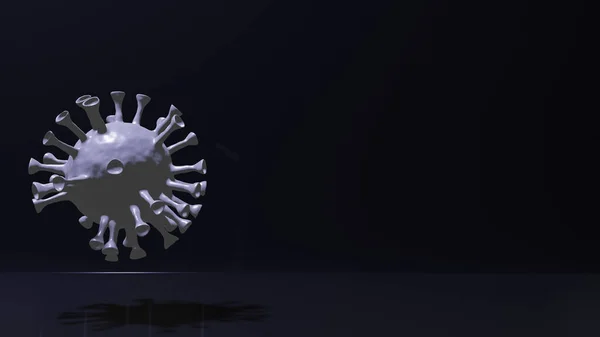 white virus on black background for medical and sci content 3d rendering.