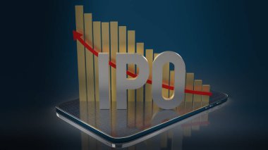  ipo  or Initial Public Offering word and chart for business content 3d renderin clipart