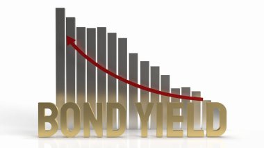 İşletme içeriği 3d oluşturulması için tahvil altın kelime ve grafik oku