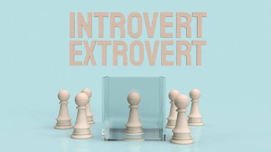 introvert  and extravert text for background 3d rendering clipart