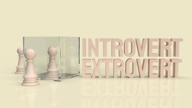 introvert  and extravert text for background 3d rendering clipart