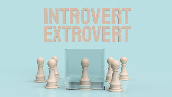 introvert  and extravert text for background 3d rendering