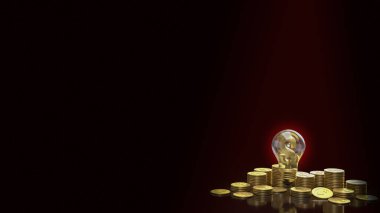 İş içeriği için ampul ve para sembolü 3d renderin