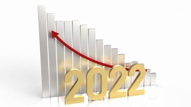 İşletme içeriği 3D görüntüleme için 2022 altın ve grafik oku