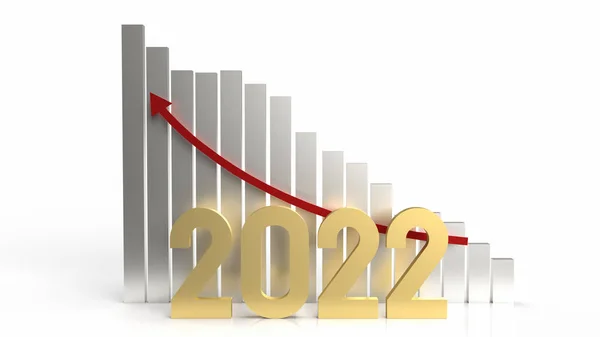 2022 Gold Chart Arrow Business Content Rendering — Stock Photo, Image
