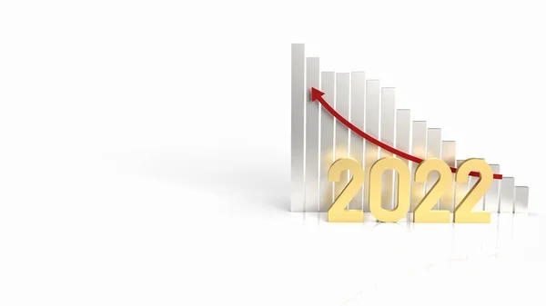 2022 Gold Chart Arrow Business Content Rendering — Stock Photo, Image