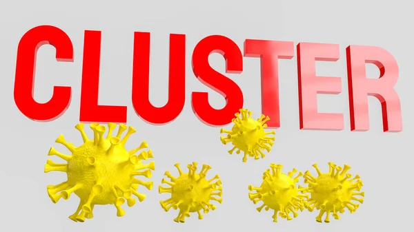ウイルス危機の概念3Dレンダリングのための赤いクラスタテキスト — ストック写真