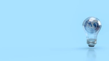 Dünya ekolojik kavram 3D yorumlaması için ampul içinde