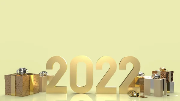 Gouden Nummer 2022 Geschenkdoos Voor Nieuwjaarsconcept Rendering — Stockfoto