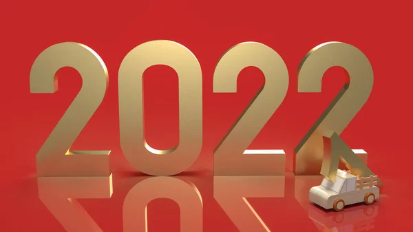 Goud Nummer 2022 Rode Achtergrond Voor Nieuwjaarsconcept Rendering — Stockfoto