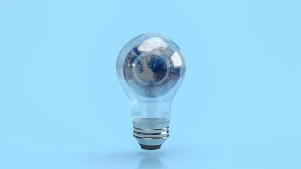 エココンセプト3Dレンダリングの電球の世界 — ストック写真