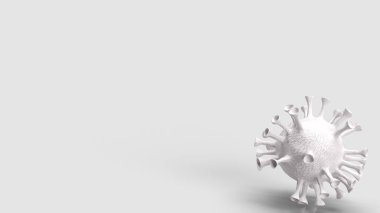 Tıbbi veya bilim konsepti 3D görüntüleme için beyaz zemin üzerinde beyaz virüs