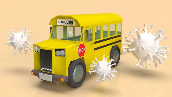 School Bus White Virus Coronavirus Crisis School Concept Rendering — Stock Photo, Image