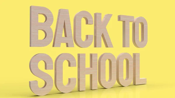 Hout Terug Naar School Tekst Gele Kleur Voor Onderwijs Concept — Stockfoto