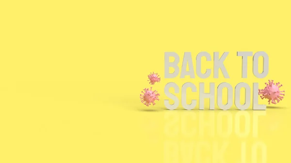 Wood Back School Text Yellow Color Virus Covid School Concept — Stock Photo, Image