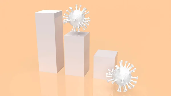 コロナウイルスの概念3Dレンダリングのためのウイルスとチャート — ストック写真
