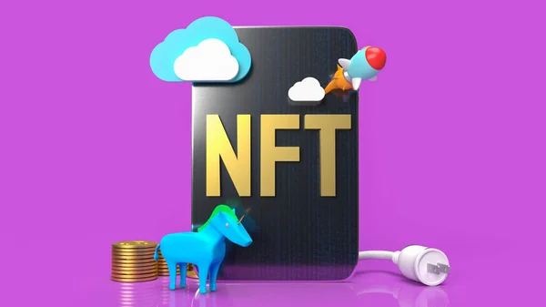 Nft Niet Fungibel Token Voor Kunst Technologieconcept Rendering — Stockfoto