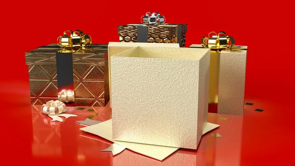 Gift Boxes Red Background Sale Promotion Business Content Rendering — Stock Photo, Image