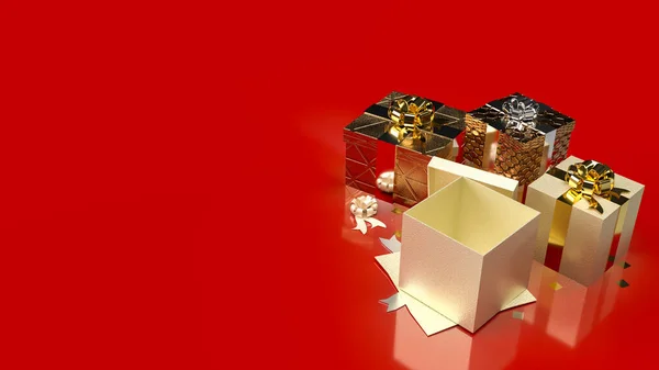 Boîtes Cadeaux Sur Fond Rouge Pour Promotion Vente Contenu Entreprise — Photo