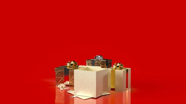 Κουτιά Δώρων Κόκκινο Φόντο Για Την Πώληση Προώθηση Του Επιχειρηματικού — Φωτογραφία Αρχείου