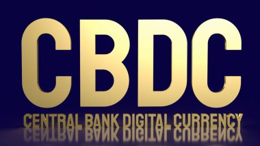 İş konsepti için cddc veya merkez bankası dijital para birimi altın metni 3d oluşturma