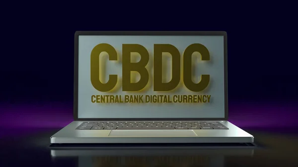 The cddc or central bank digital currency gold text on notebook  for business concept 3d rendering