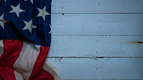 Flag United States America Natural Wood Table Image American Freedom — Stock Photo, Image