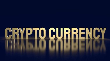 gold text  crypto currency for business content 3d rendering.