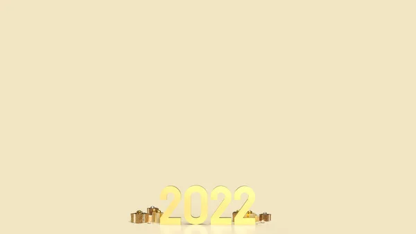 Золото 2022 Года Красном Фоне Новогодней Концепции Рендеринга — стоковое фото