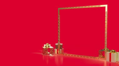 Altın 2022 ve Çin 'in yeni yıl konsepti için hediye kutuları 3D