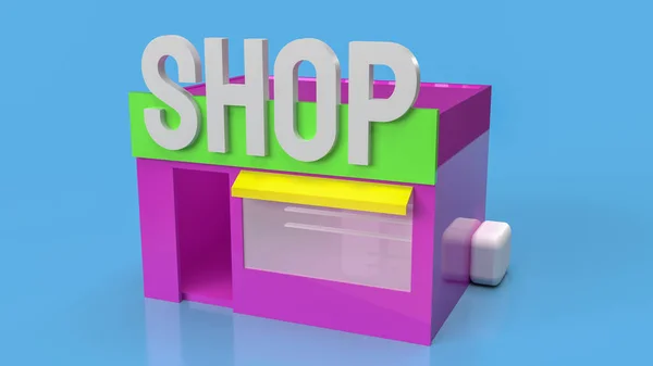 ビジネスコンセプトのための青の背景の店3Dレンダリング — ストック写真
