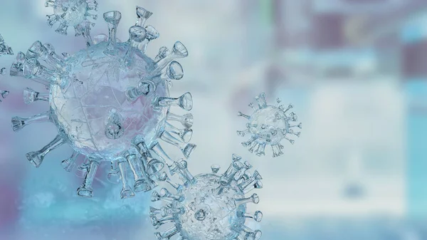 virus in blue background for medical or sci concept 3d renderin