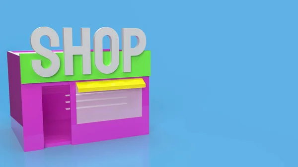 ビジネスコンセプトのための青の背景の店3Dレンダリング — ストック写真