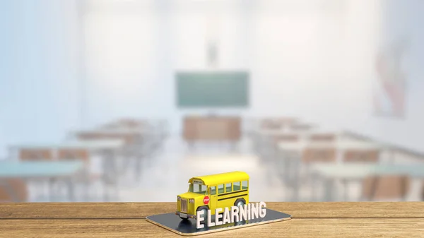 Σχολικό Λεωφορείο Στο Tablet Για Learning Έννοια Renderin — Φωτογραφία Αρχείου