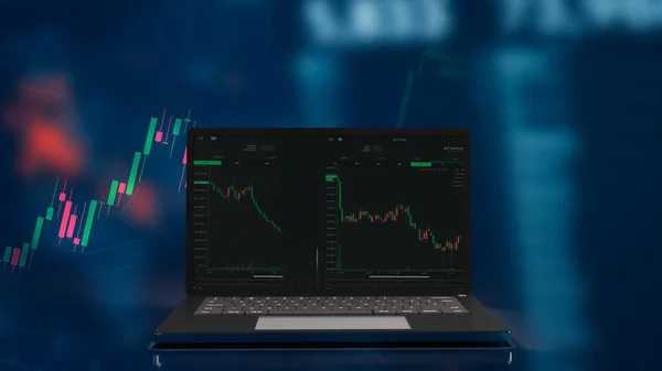 Notebook Och Diagram För Affärsidé Renderin — Stockfoto