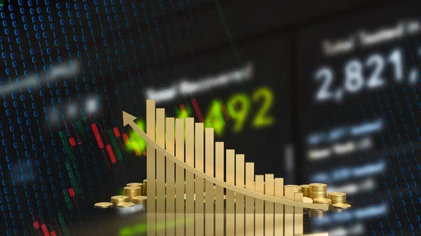 ビジネスコンセプトの3Dレンダリングのための金のチャート矢印 — ストック写真