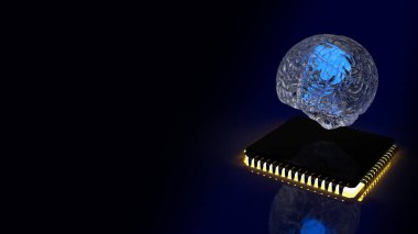 ai ya da teknoloji konsepti için beyin ve ic 3D oluşturma