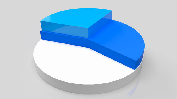 The pie chart blue and white for business concept 3d rendering