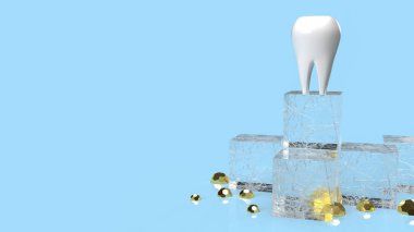 Diş veya medikal konsept 3D görüntüleme için mavi arka planda diş beyazı